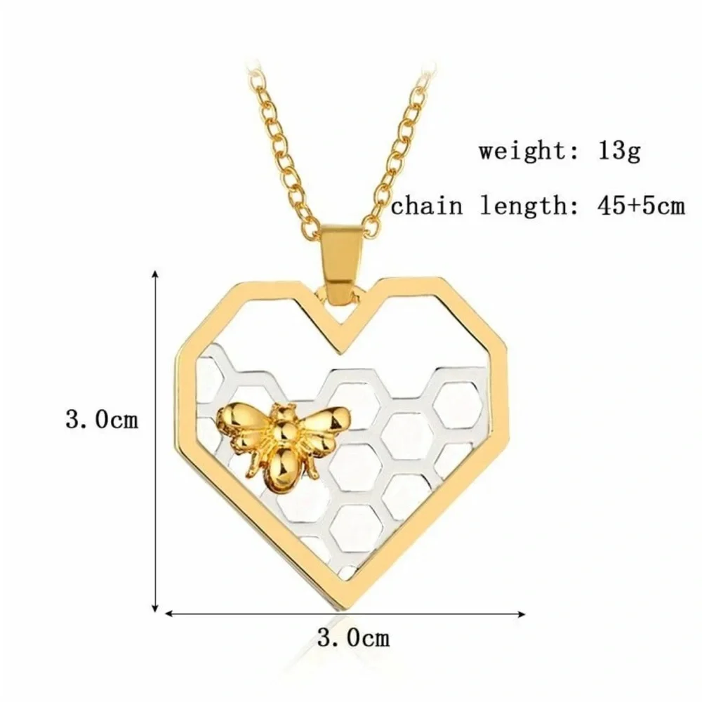 Heart with Bee & Honeycomb Necklace - Picture 7 of 9